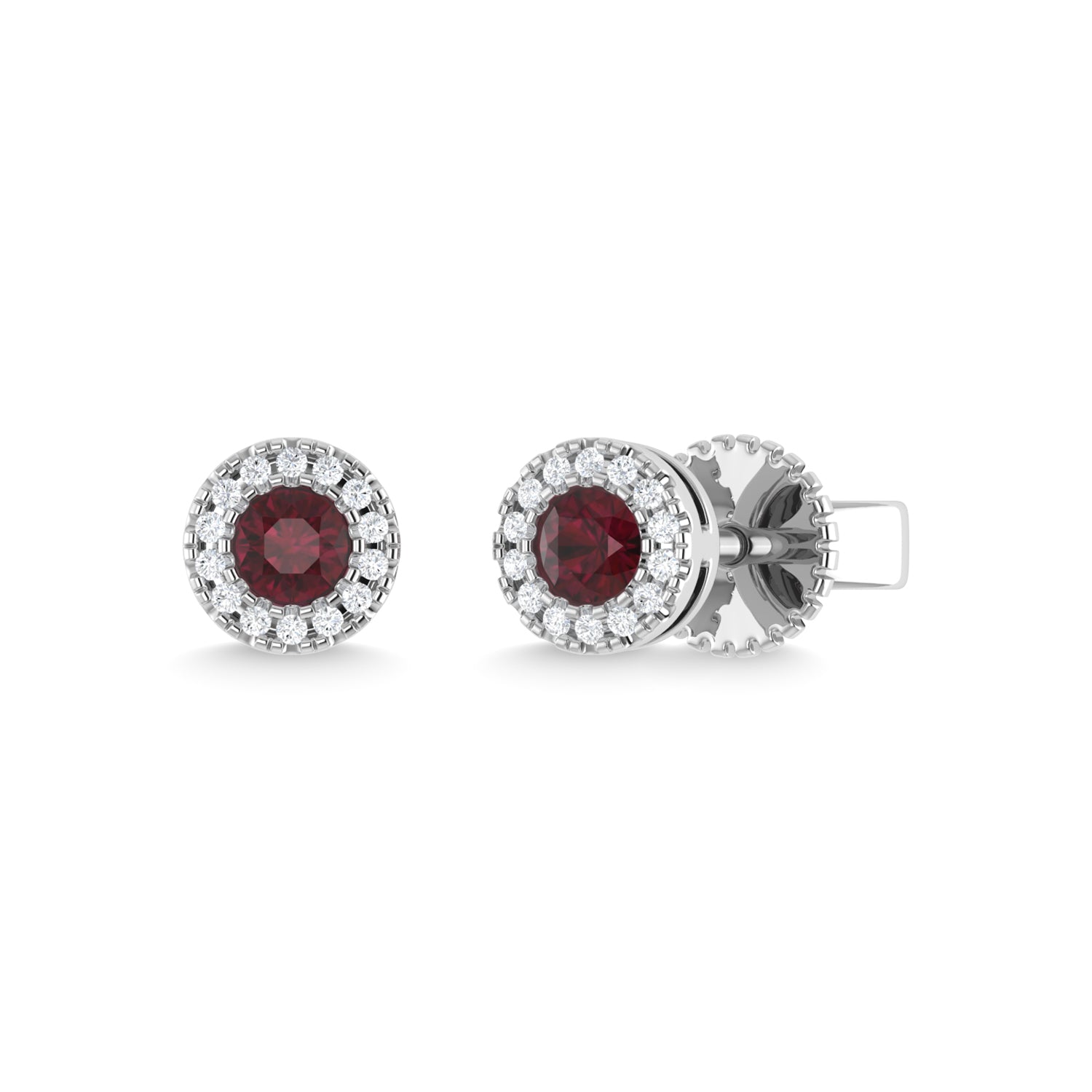 14K White Gold Ruby and Diamond 1/5 Ct.Tw. Fashion Earrings