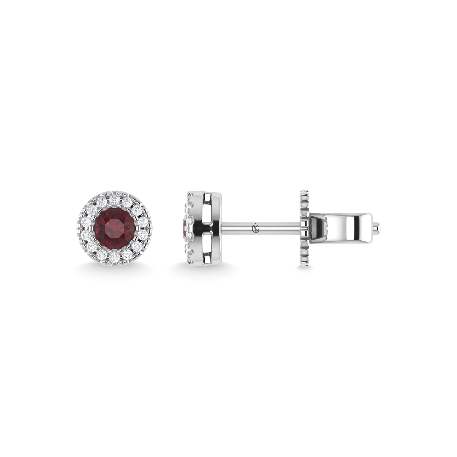 14K White Gold Ruby and Diamond 1/5 Ct.Tw. Fashion Earrings