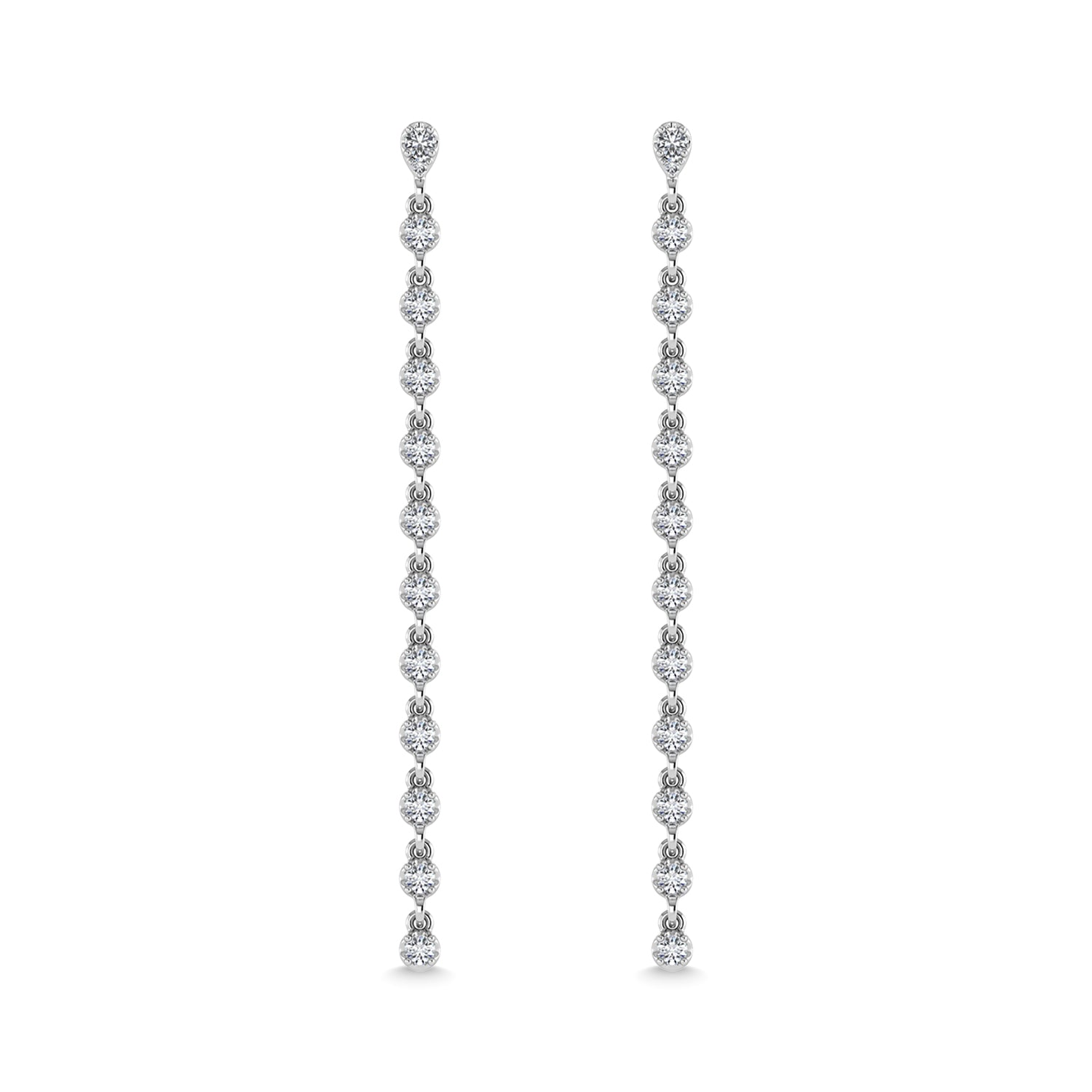 14K White Gold Diamond 3/4 Ct.Tw. Dangle Earrings - thediamondsq