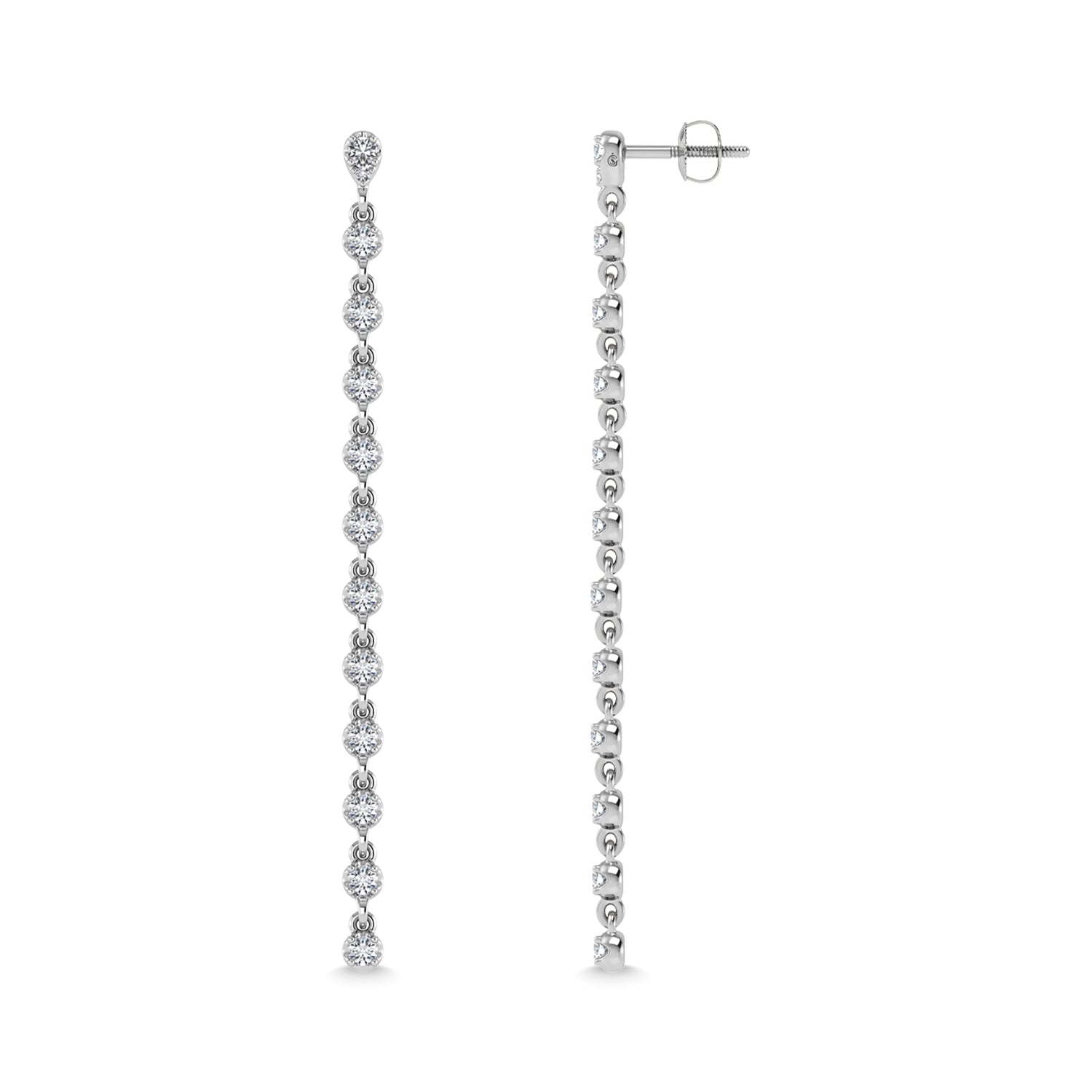 14K White Gold Diamond 3/4 Ct.Tw. Dangle Earrings - thediamondsq