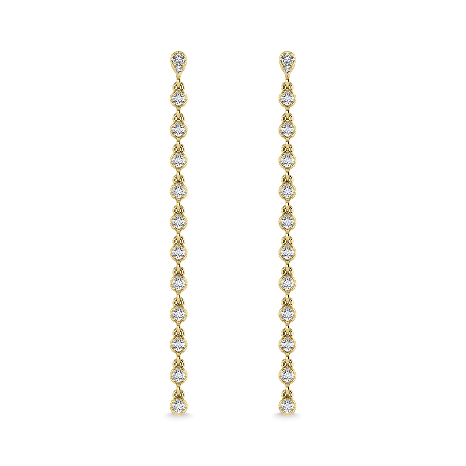 14K Yellow Gold Diamond 3/4 Ct.Tw. Dangle Earrings - thediamondsq