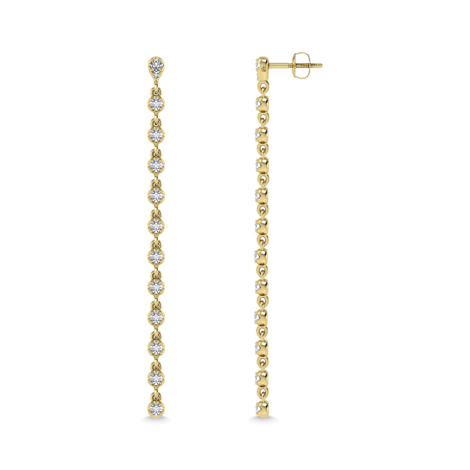 14K Yellow Gold Diamond 3/4 Ct.Tw. Dangle Earrings - thediamondsq