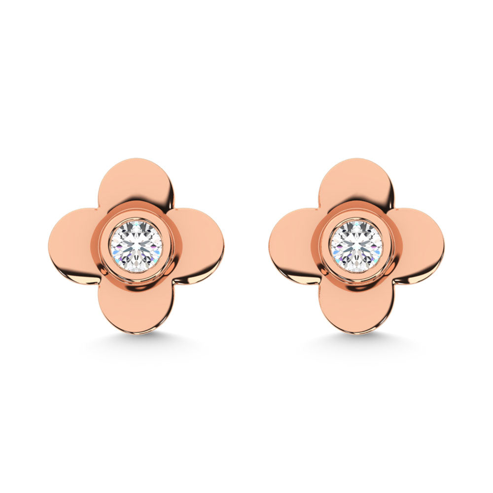 10K Rose Gold Lab Grown Diamond 1/10 Ct.Tw. Clover Earrings