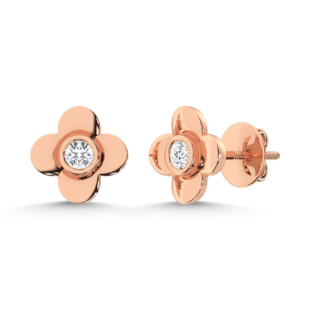 10K Rose Gold Lab Grown Diamond 1/10 Ct.Tw. Clover Earrings