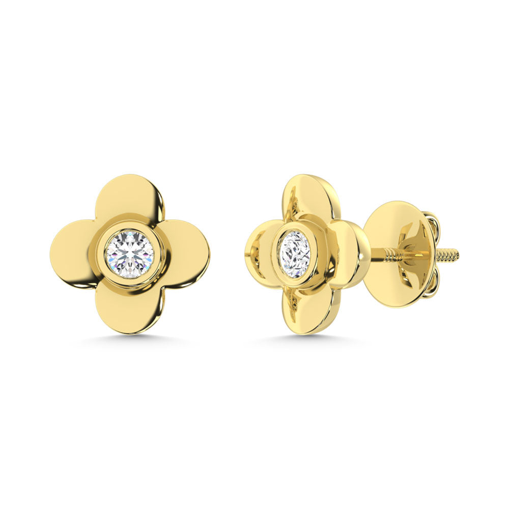 10K Yellow Gold Lab Grown Diamond 1/10 Ct.Tw. Clover Earrings