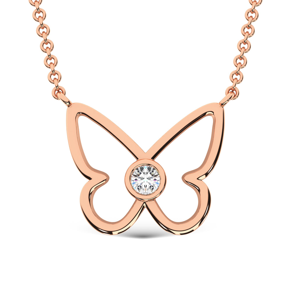 10K Rose Gold Lab Grown Diamond 1/20 Ct.Tw. Fashion Necklace