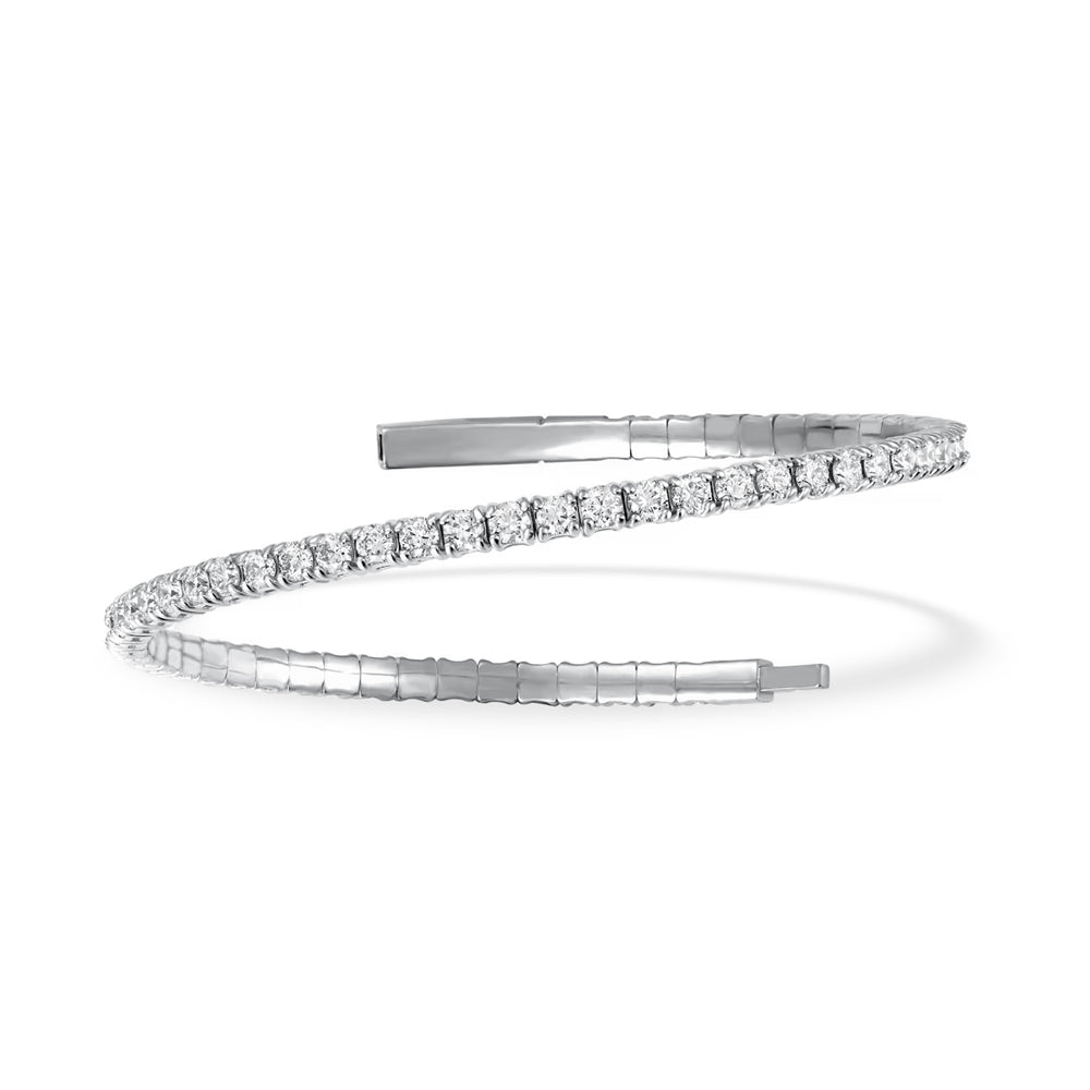 Lab Grown Diamond 1 Ct.Tw. Full Eternity Flexible Bangle in 14K White Gold (Size 6.75")