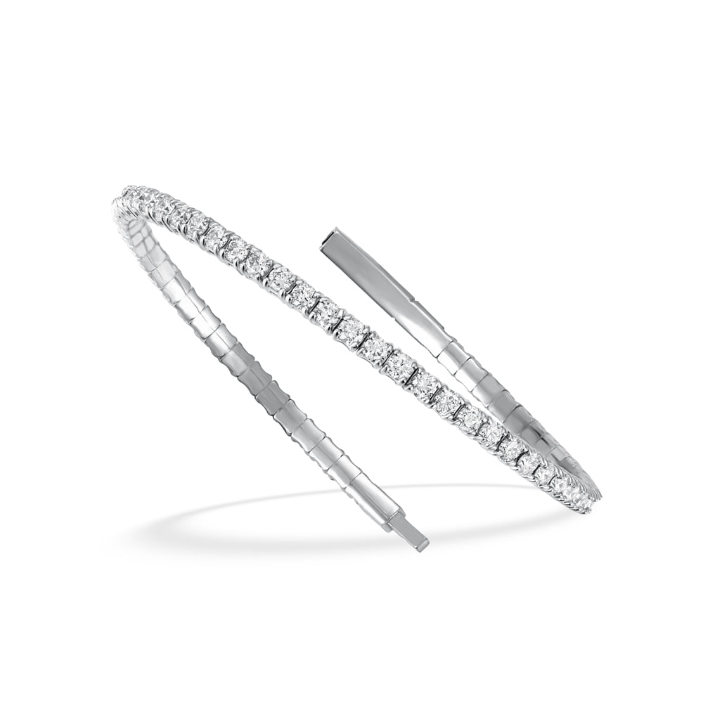 Lab Grown Diamond 1 Ct.Tw. Full Eternity Flexible Bangle in 14K White Gold (Size 6.75")