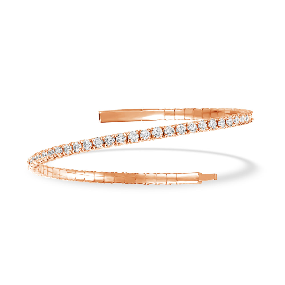 Lab Grown Diamond 2 Ct.Tw. Full Eternity Flexible Bangle in 14K Rose Gold (Size 6.75")