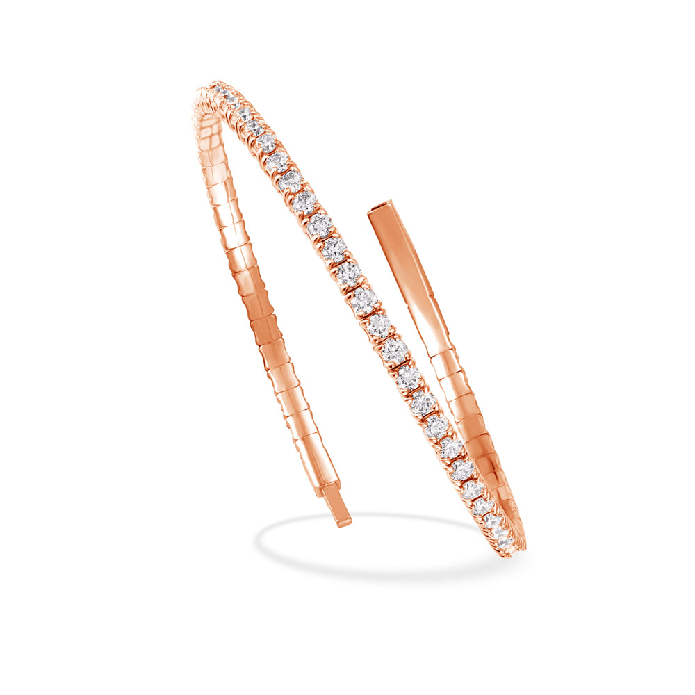 Lab Grown Diamond 2 Ct.Tw. Full Eternity Flexible Bangle in 14K Rose Gold (Size 6.75")