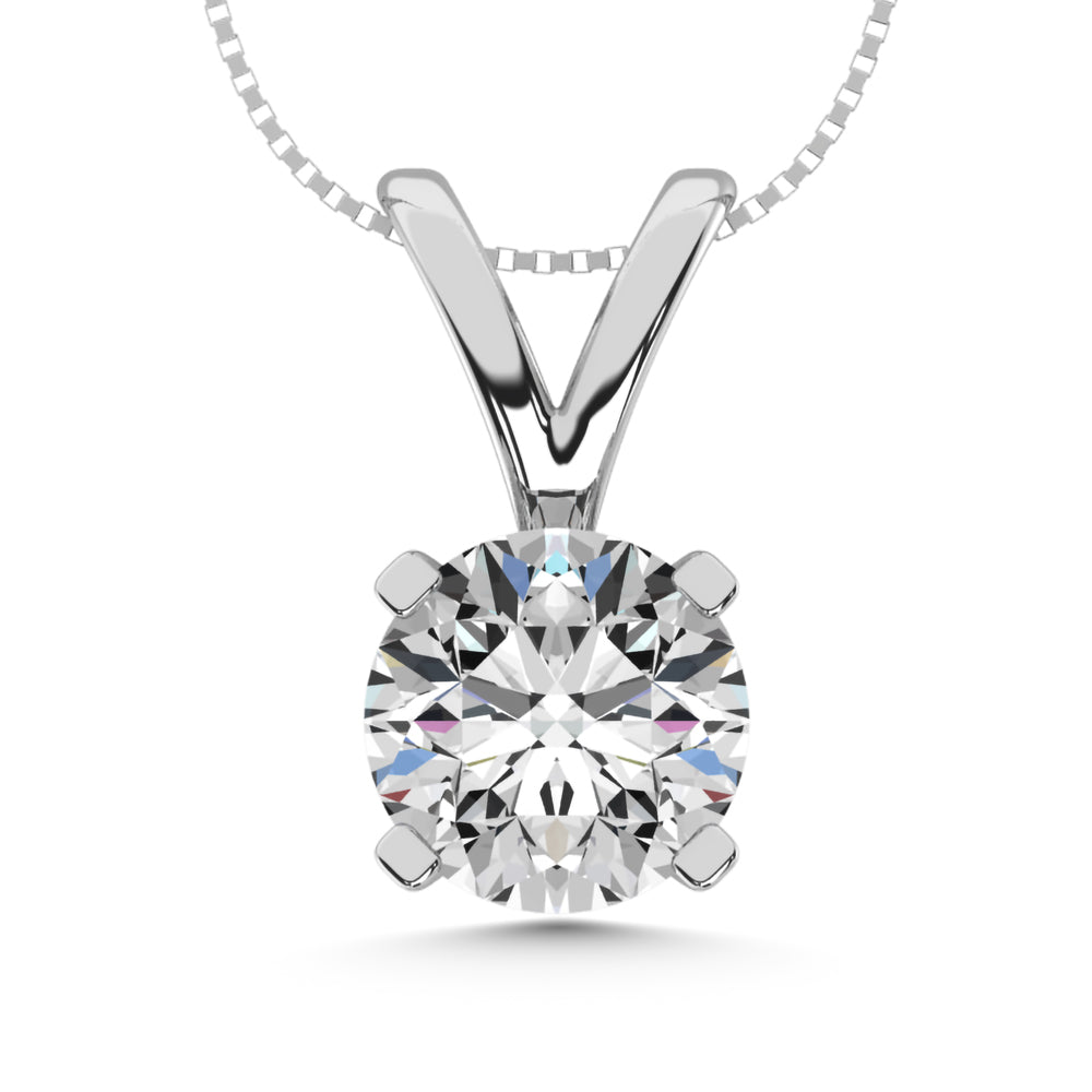 14K White Gold Lab Grown Diamond 1 Ct.Tw. Solitaire Pendant