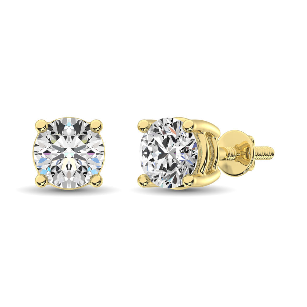 14K Yellow Gold Lab Grown Diamond 3 Ct.Tw. Solitaire Studs