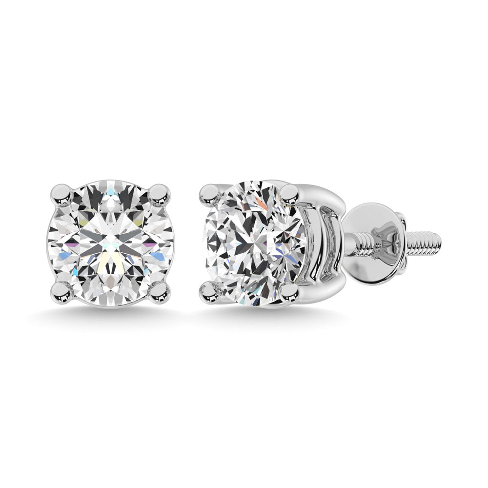 14K White Gold 1/2 Ct.Tw. Premium Diamond Stud Earrings